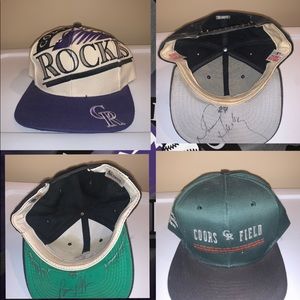 Colorado Rockies Vintage SnapBack Baseball Hat Set (some signed+worn by players)